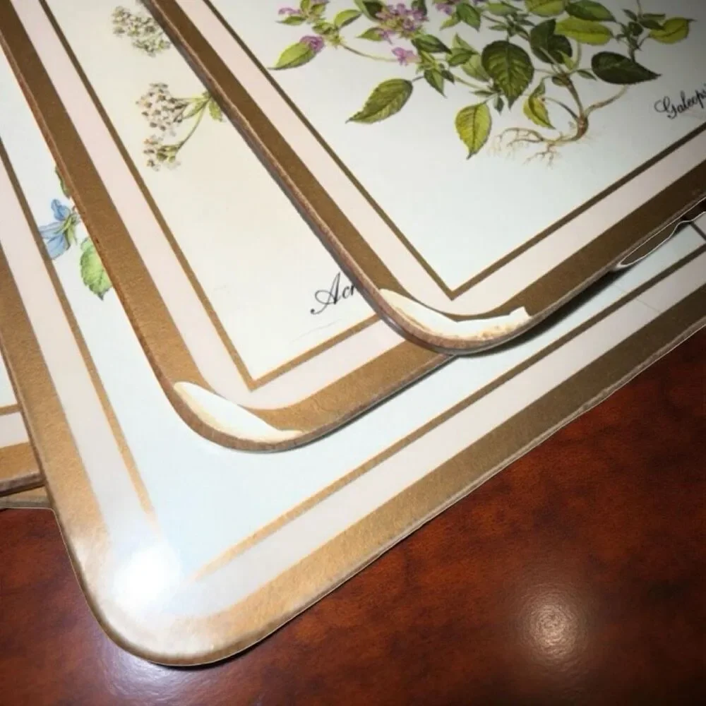 Set of 5 Vintage Pimpernel Coasters with Oriental Floral Design Made in England